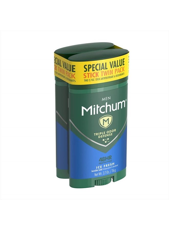 Mitchum مزيل العرق للرجال من ميتشوم، عصا مضادة للتعرق، حماية ثلاثية من الروائح الكريهة، غير مرئية، حماية لمدة 48 ساعة، تم اختباره من قبل أطباء الجلدية، منعش للغاية، 2.7 أونصة (عبوة من قطعتين) - Image 2