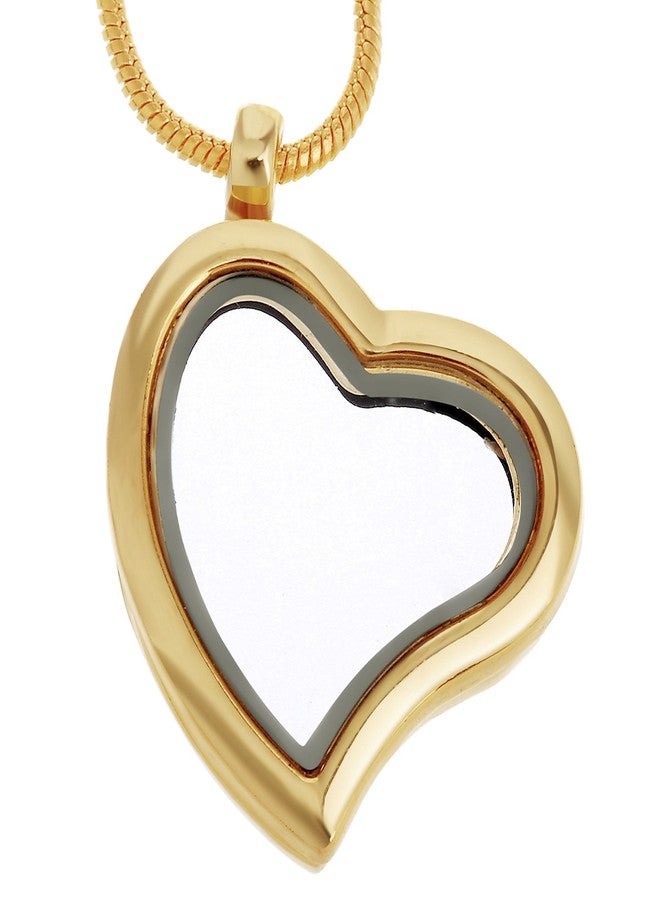 روبيكا قلادة روبيكا ليفينج ميموري هارت لوكيت، سلسلة ثعبان، تعليقة كريستال عائمة، لون ذهبي، 10 قطع - Image 1