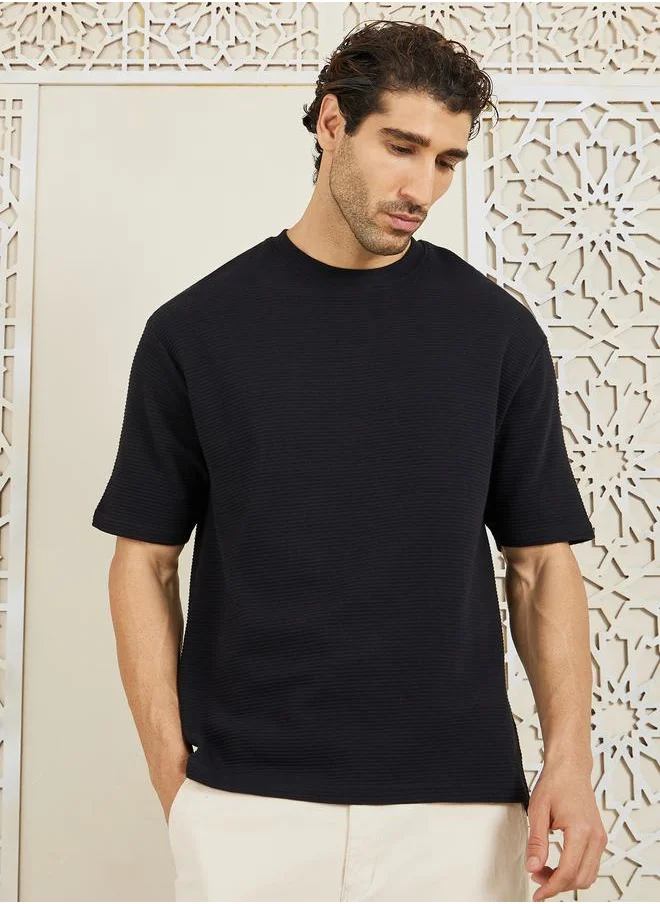 Styli Premium Oversized Ottoman Knit T-shirt