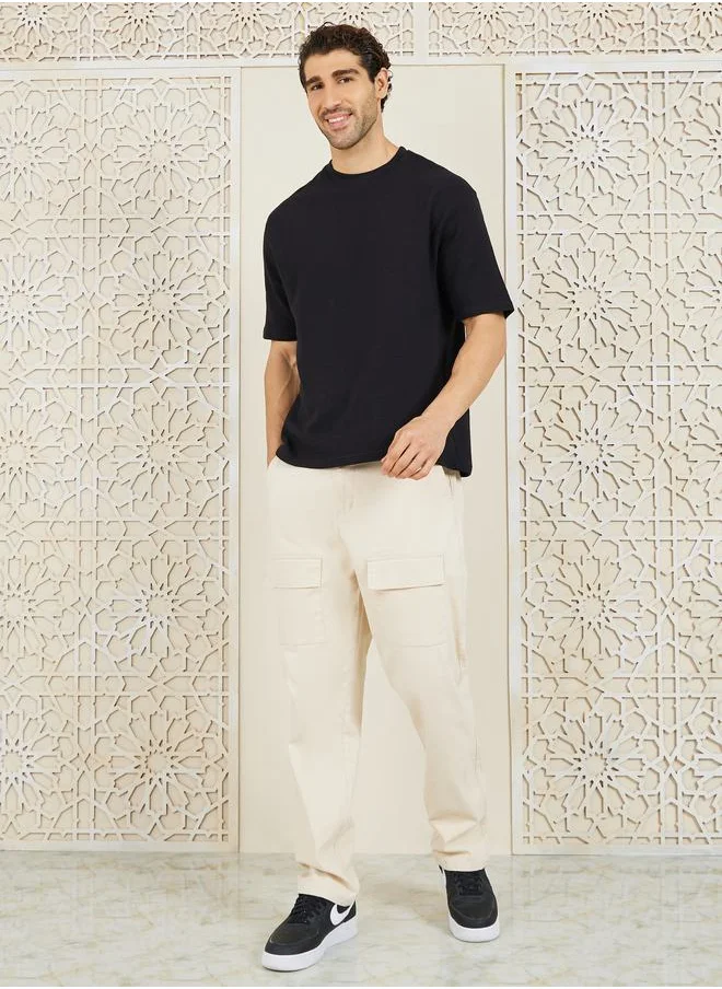 ستايلي Premium Oversized Ottoman Knit T-shirt