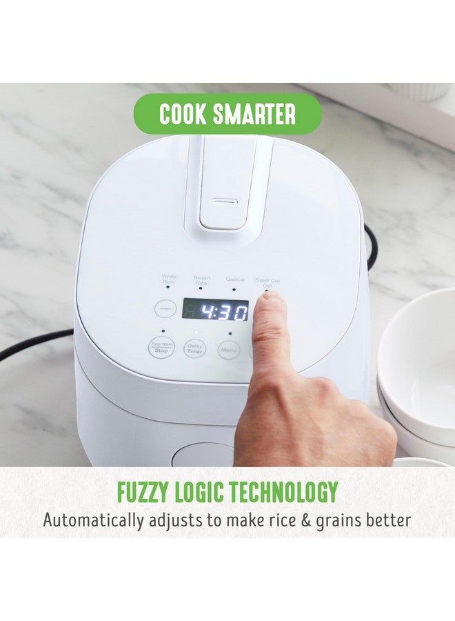 GreenLife GreenLife Digital Rice Cooker, 2 Cups Uncooked/4 Cooked Rice, PFAS & PFOA-Free Removable Ceramic Dishwasher Safe Pot, Healthy Cooking, Auto Presets & Keep Warm, Touchscreen, Paddle Included, White  - Image 2