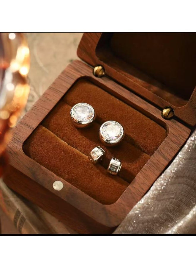 أقراط Zircon Zircon Zircon STUD 10MM - سبيكة النحاس - Image 1
