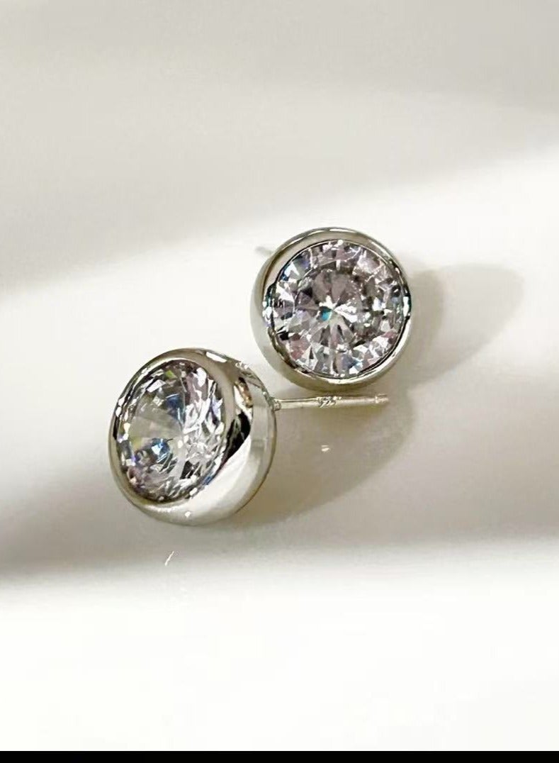 أقراط Zircon Zircon Zircon STUD 10MM - سبيكة النحاس - Image 3