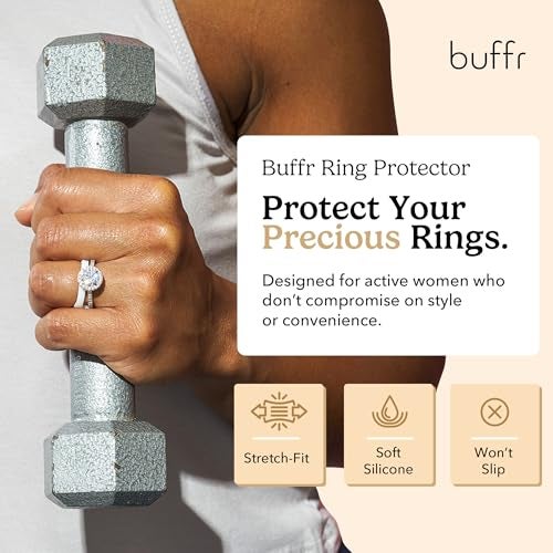 BUFFR Silicone Ring Protector for Working Out – Wedding Ring Protector – Rubber Ring Guard for Women - Purple, Mocha, Grey (3 Pack) - Size 7 - Image 2