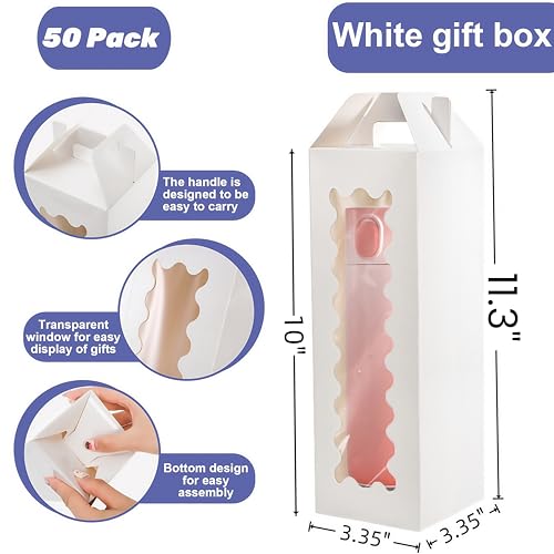 Tlence 50 Pack Gift Box for Sublimation Transparent Tumbler Wrapping Boxes Glass Packaging Exhibition Box with Handle Heat Press Blank Boxes for 20oz30oz Wine Bottle Cup Jars Birthday Presents - Image 5