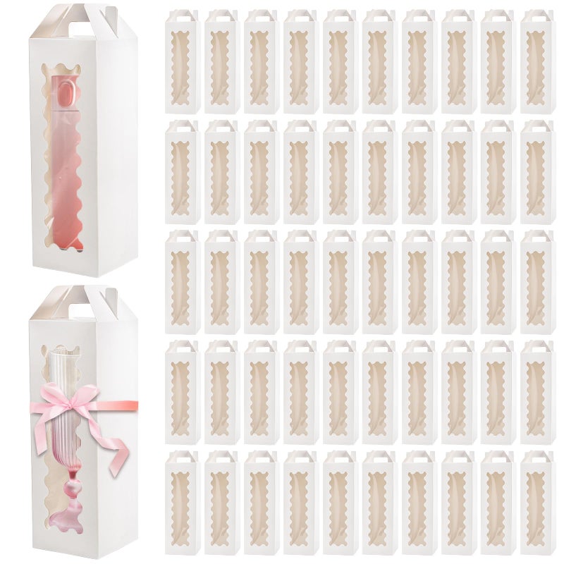 Tlence 50 Pack Gift Box for Sublimation Transparent Tumbler Wrapping Boxes Glass Packaging Exhibition Box with Handle Heat Press Blank Boxes for 20oz30oz Wine Bottle Cup Jars Birthday Presents - Image 3