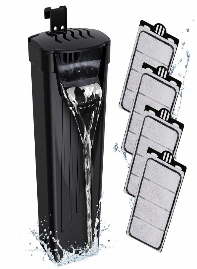 GOZILLA Turtle Tank Filter 74GPH, Low Water Level Turtle Tank 3.5W Fish Tank Aquarium Filters for Small Tanks up to 15 Gallons Include 4 Replacement Cartridges.(Black) - Image 1