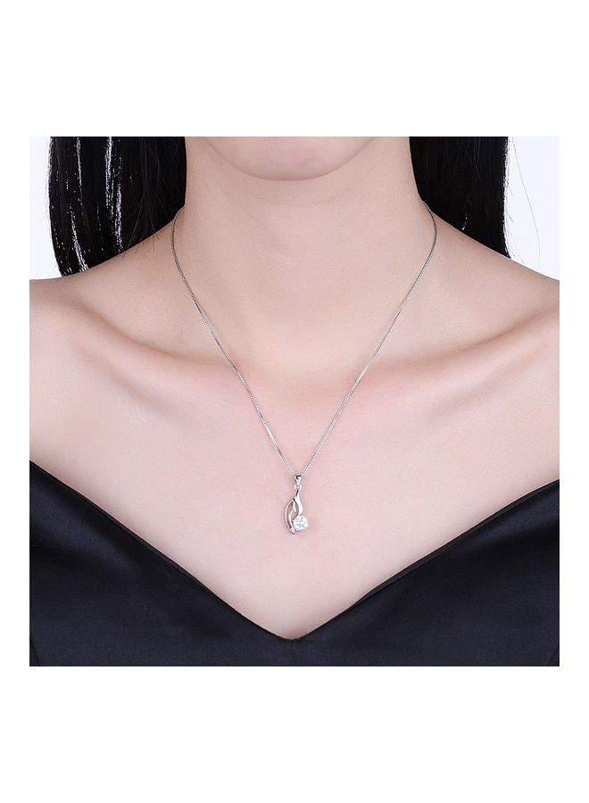 بيرفيي S925 Sterling Silver Crystal Studded Pendant Necklace - Image 3