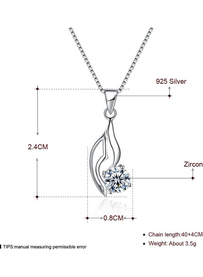 بيرفيي S925 Sterling Silver Crystal Studded Pendant Necklace - Image 2