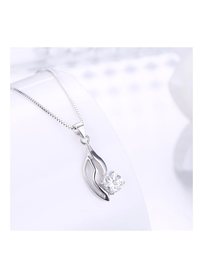 بيرفيي S925 Sterling Silver Crystal Studded Pendant Necklace - Image 4