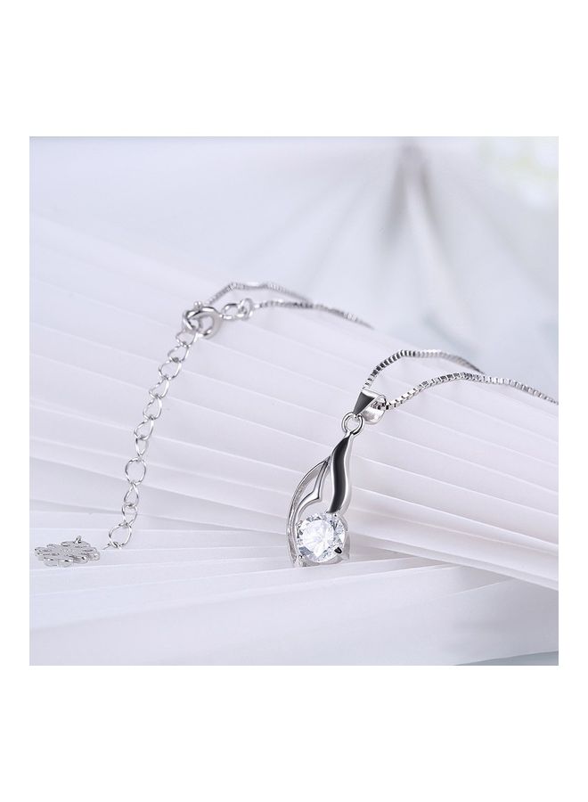 بيرفيي S925 Sterling Silver Crystal Studded Pendant Necklace - Image 5