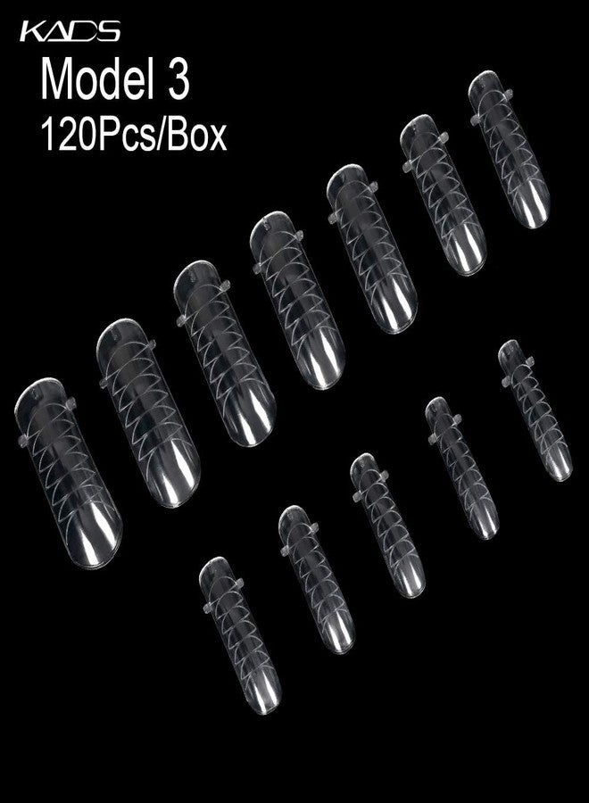KADS 120PCS Clear Full Cover Dual Nail System Form UV Gel Acrylic Nail Art Mold Artificial Nail Tips with Scale for Extension (MODEL 3) - Image 3