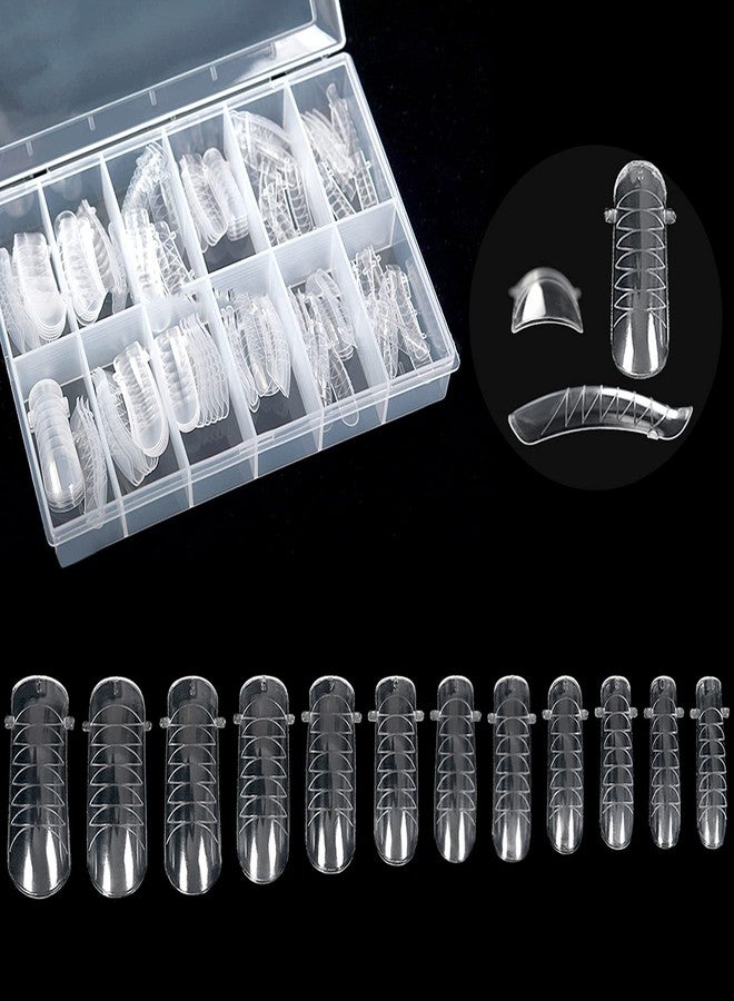 KADS 120PCS Clear Full Cover Dual Nail System Form UV Gel Acrylic Nail Art Mold Artificial Nail Tips with Scale for Extension (MODEL 3) - Image 1