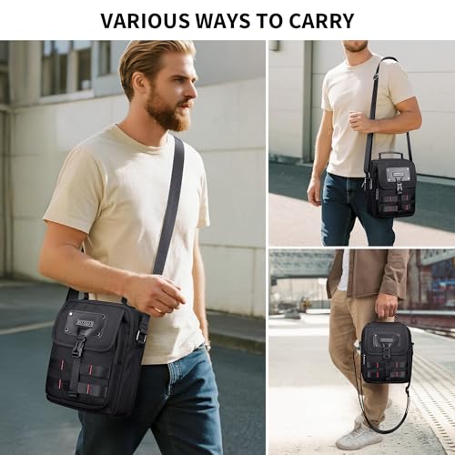WITZMAN Crossbody Bag for Men Lightweight Man Purse Messenger Bag Casual Satchel Nylon Shoulder Bag for Work Traveling(B708 Black) - Image 2