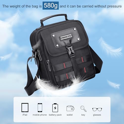 WITZMAN Crossbody Bag for Men Lightweight Man Purse Messenger Bag Casual Satchel Nylon Shoulder Bag for Work Traveling(B708 Black) - Image 5