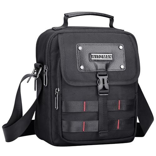 WITZMAN Crossbody Bag for Men Lightweight Man Purse Messenger Bag Casual Satchel Nylon Shoulder Bag for Work Traveling(B708 Black) - Image 1