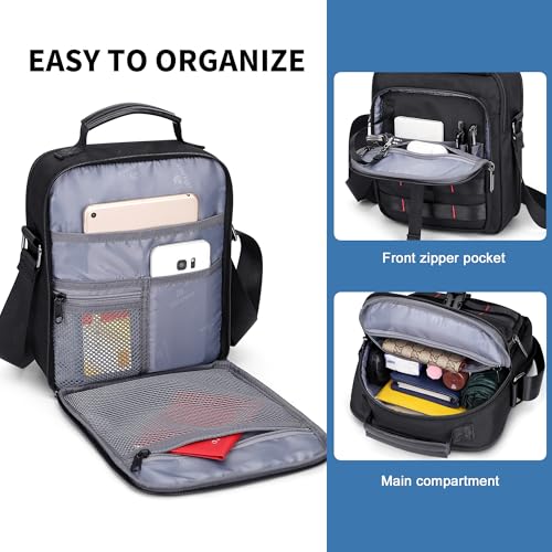 WITZMAN Crossbody Bag for Men Lightweight Man Purse Messenger Bag Casual Satchel Nylon Shoulder Bag for Work Traveling(B708 Black) - Image 4