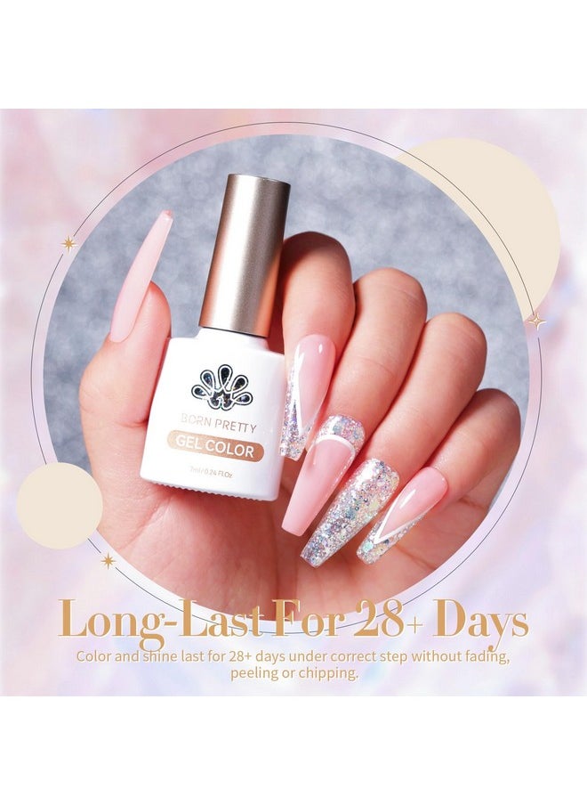 بورن بريتي - طلاء أظافر جل لامع من Born Pretty Glitter Sequins بلون وردي لامع لامع، مجموعة طلاء أظافر جل مقاوم للأشعة فوق البنفسجية، مجموعة طلاء أظافر مانيكير، 7 مل، 6 قطع - Image 1