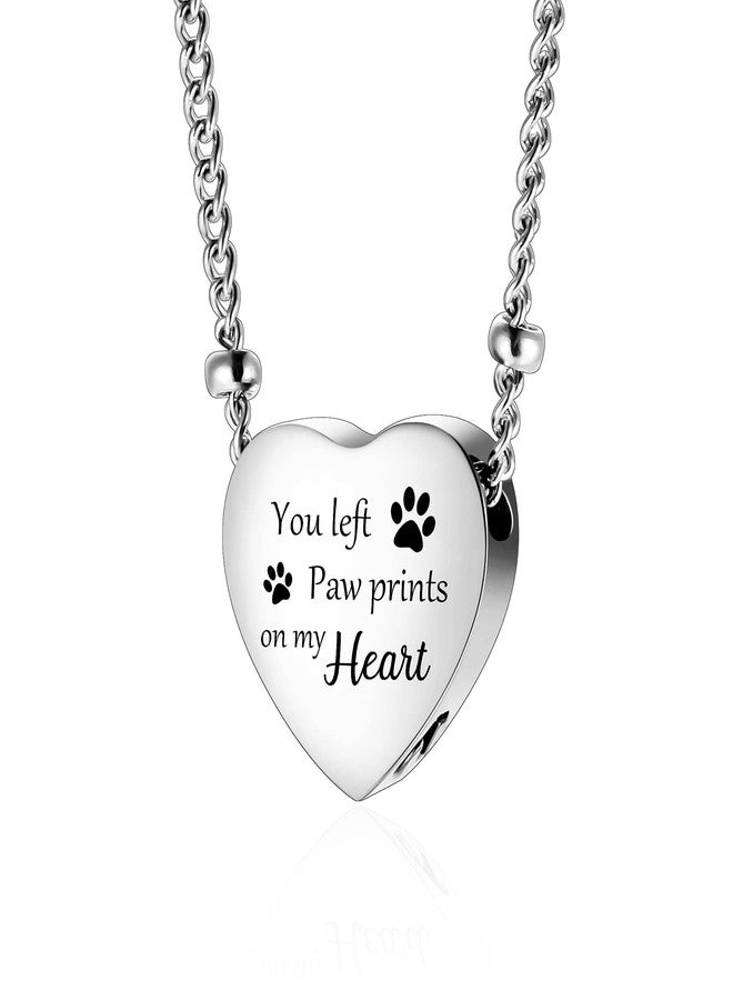 XIUDA Urn Necklace for Ashes with Paw Prints Heart Cremation Jewelry for Dog Ashes- You Left Paw Prints on My Heart - Image 1