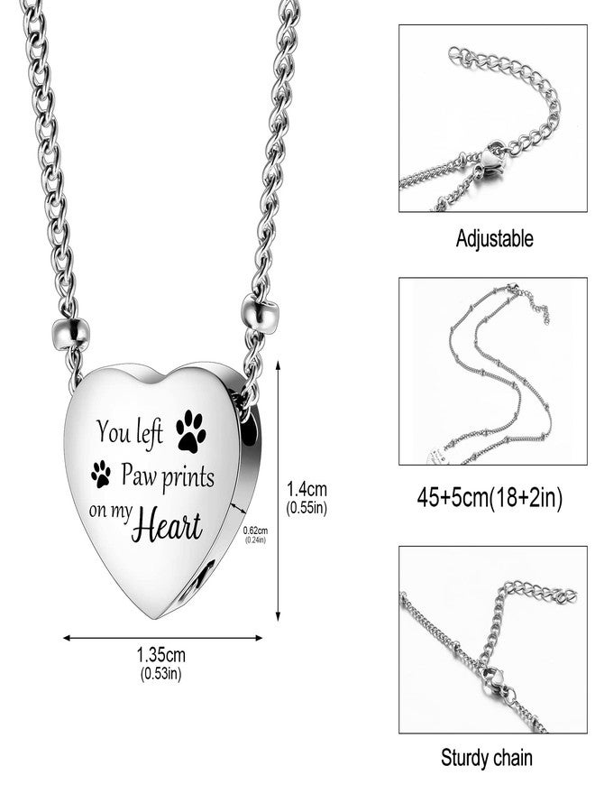 XIUDA Urn Necklace for Ashes with Paw Prints Heart Cremation Jewelry for Dog Ashes- You Left Paw Prints on My Heart - Image 2