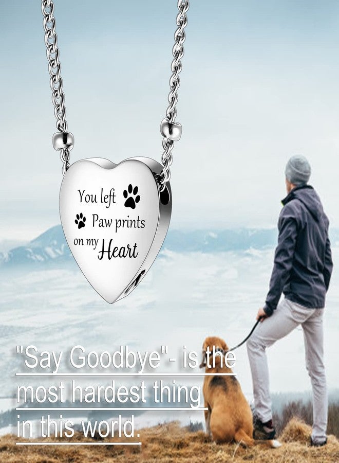 XIUDA Urn Necklace for Ashes with Paw Prints Heart Cremation Jewelry for Dog Ashes- You Left Paw Prints on My Heart - Image 5