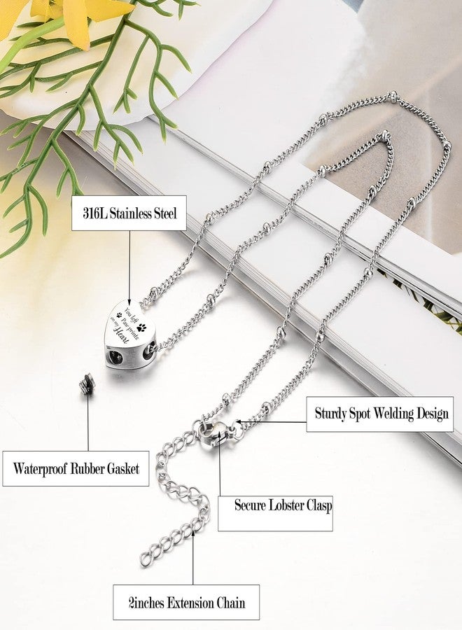 XIUDA Urn Necklace for Ashes with Paw Prints Heart Cremation Jewelry for Dog Ashes- You Left Paw Prints on My Heart - Image 3