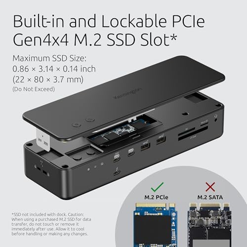 Kensington EQ Pro Thunderbolt™ 5 Dock Designed for MacBook, Optimized for M-Series Pro/Max Models, 140W PD, 80Gbps Data Transfer, Built-in and Lockable PCle M.2 SSD Slot for Quick Storage K33612NA - Image 2