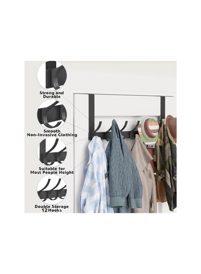 promass Over The Door Hook Hanger, Hat Rack Door Towel Hooks for Hanging, Heavy Duty Over Door Hanger for Clothes Bags Towel Caps Bathroom Door Coat Hanger - Image 3