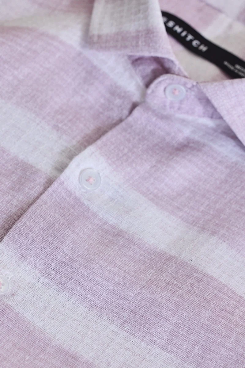 SNITCH Light Lavender Striped Long Sleeve Slim Fit Shirt