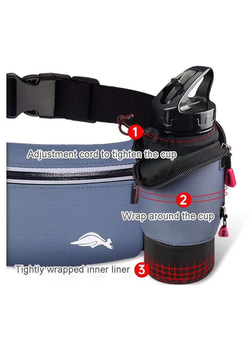 Excefore Running Belt Bag, Running Belt Bag with Foldable Water Bottle Holder, Running Phone Holder for Women and Men, Water Resistant and Non Bouncing, Perfect for Running, Cycling and Walking - Image 2