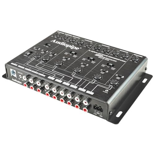 Audiopipe 6-Way Active Crossover (XV-6-V15), Multiplier Switch, Compact, Power LED Indicator, Subwoofer Bass Boost, Custom Installation, Remote Bass Knob - Image 2