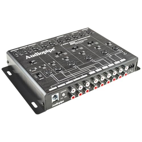 Audiopipe 6-Way Active Crossover (XV-6-V15), Multiplier Switch, Compact, Power LED Indicator, Subwoofer Bass Boost, Custom Installation, Remote Bass Knob - Image 1