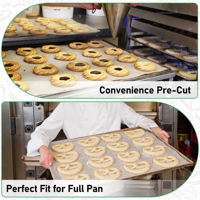 EcoDispose Non-Stick Precut Parchment Paper Baking Sheets Full Pan liner for Bake (16-3/8" x 24-3/8",White,200PCS) - Image 4
