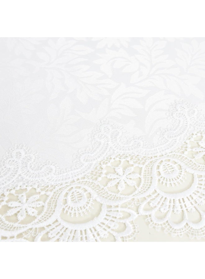 مربع صغير من الدانتيل،  مطرز على شكل مزرعة مع حافة مكرمية، غطاء لطاولة جانبية بجانب الخزانة وطاولة جانبية بيضاء مقاس 24 × 24 بوصة (60 × 60 سم)، CA896 - Image 4