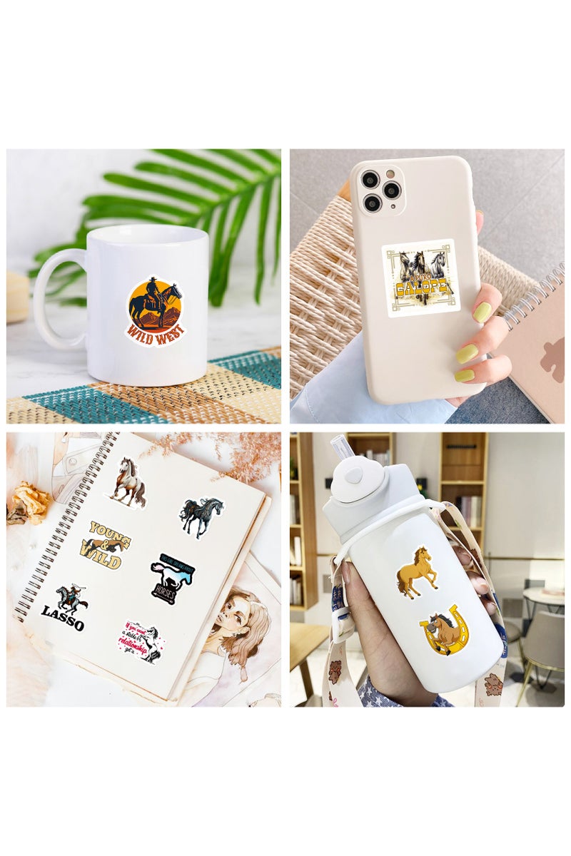 قوس قزح أورينبو مجموعة من 50 قطعة من ملصقات الخيول على شكل حصان من مادة البولي فينيل كلوريد المقاومة للماء وملصقات الفينيل لتزيين الحفلات والسيارات وأجهزة الكمبيوتر المحمولة وزجاجات المياه والخوذة وملصقات الثلاجة - Image 5