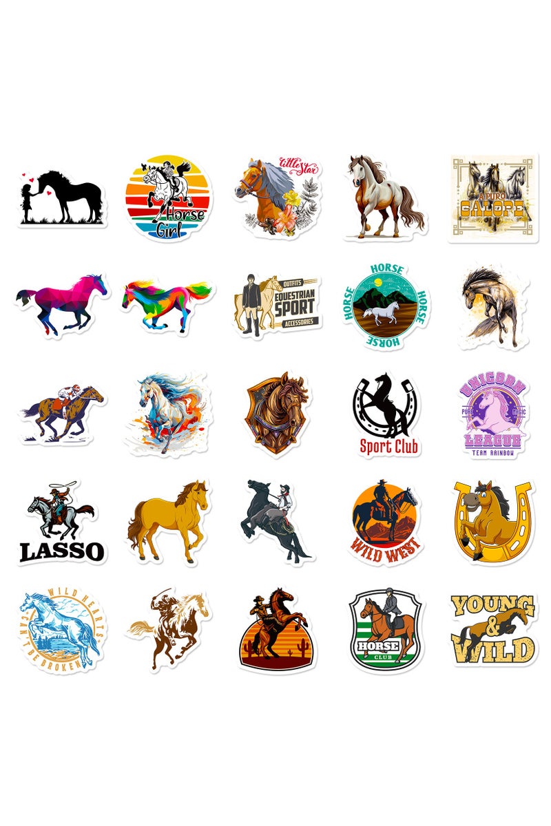 قوس قزح أورينبو مجموعة من 50 قطعة من ملصقات الخيول على شكل حصان من مادة البولي فينيل كلوريد المقاومة للماء وملصقات الفينيل لتزيين الحفلات والسيارات وأجهزة الكمبيوتر المحمولة وزجاجات المياه والخوذة وملصقات الثلاجة - Image 4