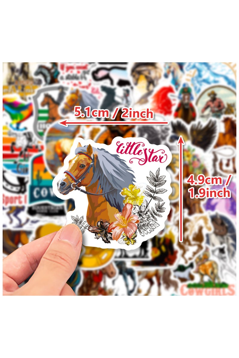 قوس قزح أورينبو مجموعة من 50 قطعة من ملصقات الخيول على شكل حصان من مادة البولي فينيل كلوريد المقاومة للماء وملصقات الفينيل لتزيين الحفلات والسيارات وأجهزة الكمبيوتر المحمولة وزجاجات المياه والخوذة وملصقات الثلاجة - Image 2