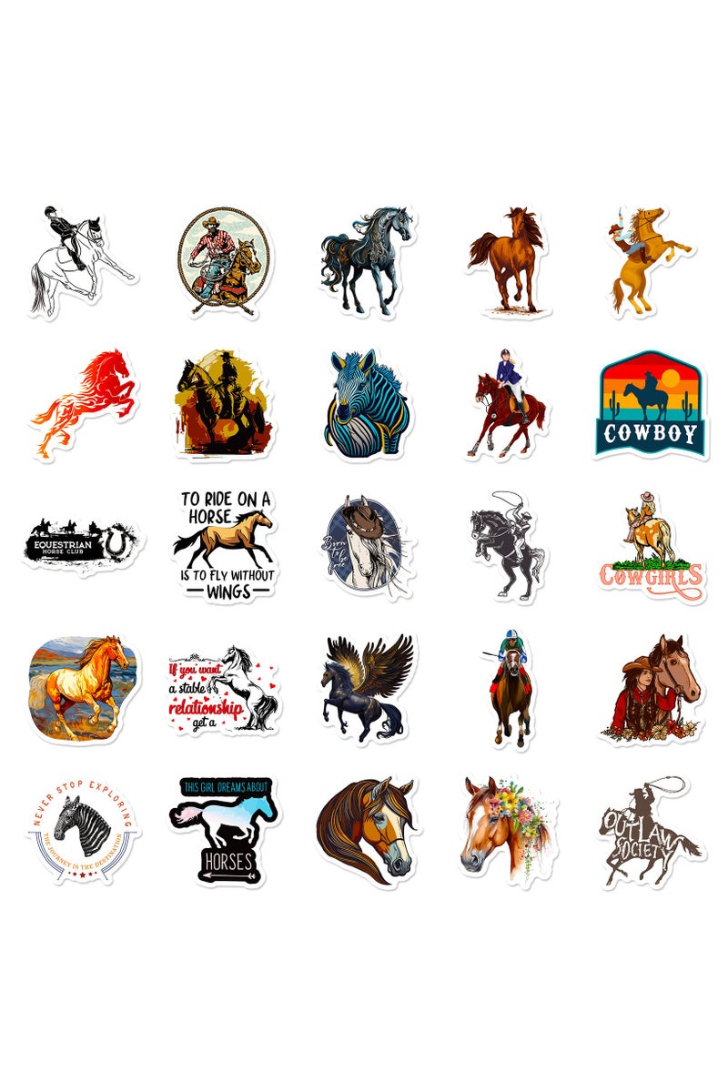 قوس قزح أورينبو مجموعة من 50 قطعة من ملصقات الخيول على شكل حصان من مادة البولي فينيل كلوريد المقاومة للماء وملصقات الفينيل لتزيين الحفلات والسيارات وأجهزة الكمبيوتر المحمولة وزجاجات المياه والخوذة وملصقات الثلاجة - Image 3