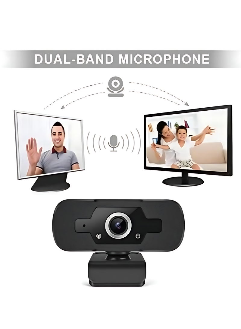 الآلة الصغيرة كاميرا ويب بدقة 1080ب مع ميكروفون، كاميرا ويب عالية الدقة بدقة 30 إطارًا في الثانية، كاميرا بث مزودة بميكروفونين، زاوية دوران 360 درجة، زاوية رؤية 110 درجة، كاميرا USB للمكالمات/المؤتمرات/الكمبيوتر المحمول/الكمبيوتر - Image 3