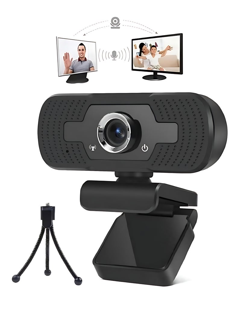 الآلة الصغيرة كاميرا ويب بدقة 1080ب مع ميكروفون، كاميرا ويب عالية الدقة بدقة 30 إطارًا في الثانية، كاميرا بث مزودة بميكروفونين، زاوية دوران 360 درجة، زاوية رؤية 110 درجة، كاميرا USB للمكالمات/المؤتمرات/الكمبيوتر المحمول/الكمبيوتر - Image 1