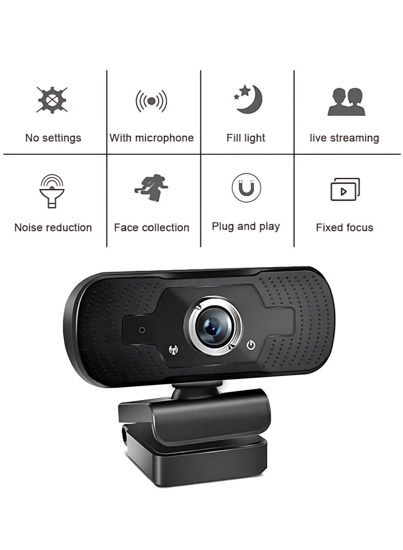 الآلة الصغيرة كاميرا ويب بدقة 1080ب مع ميكروفون، كاميرا ويب عالية الدقة بدقة 30 إطارًا في الثانية، كاميرا بث مزودة بميكروفونين، زاوية دوران 360 درجة، زاوية رؤية 110 درجة، كاميرا USB للمكالمات/المؤتمرات/الكمبيوتر المحمول/الكمبيوتر - Image 4