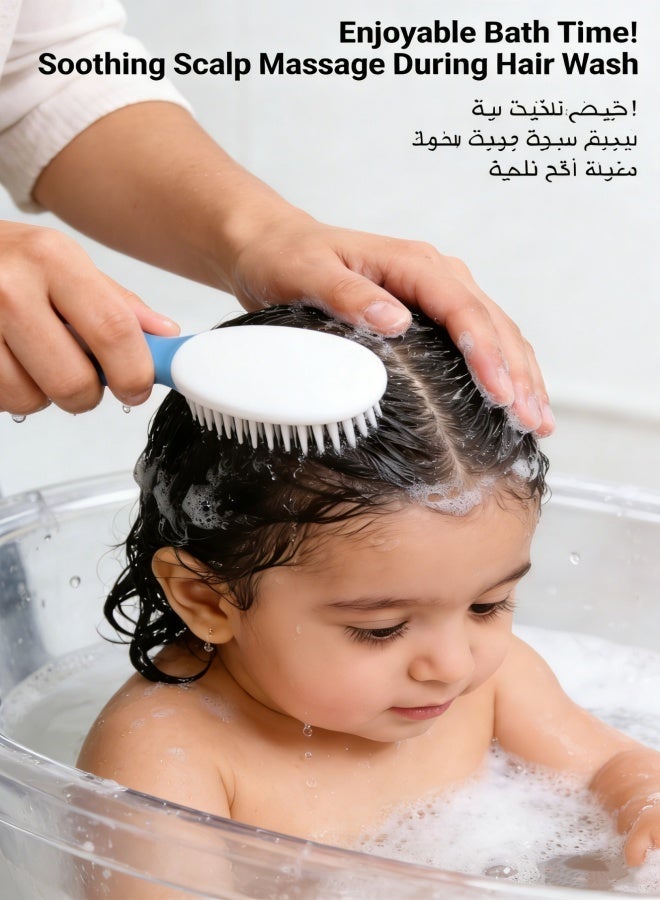 Baby Hair Brush and Comb Set for Newborns & Toddlers | Natural Soft Goat Bristles | Ideal for Cradle Cap | Perfect Baby Registry Gift (Blue) - Image 4