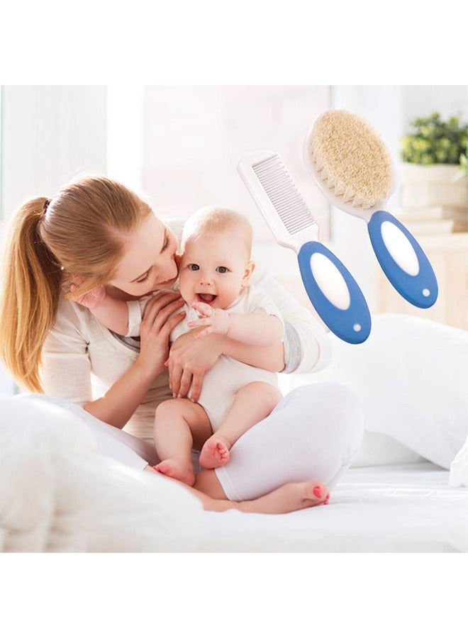 Baby Hair Brush and Comb Set for Newborns & Toddlers | Natural Soft Goat Bristles | Ideal for Cradle Cap | Perfect Baby Registry Gift (Blue)  - Image 5