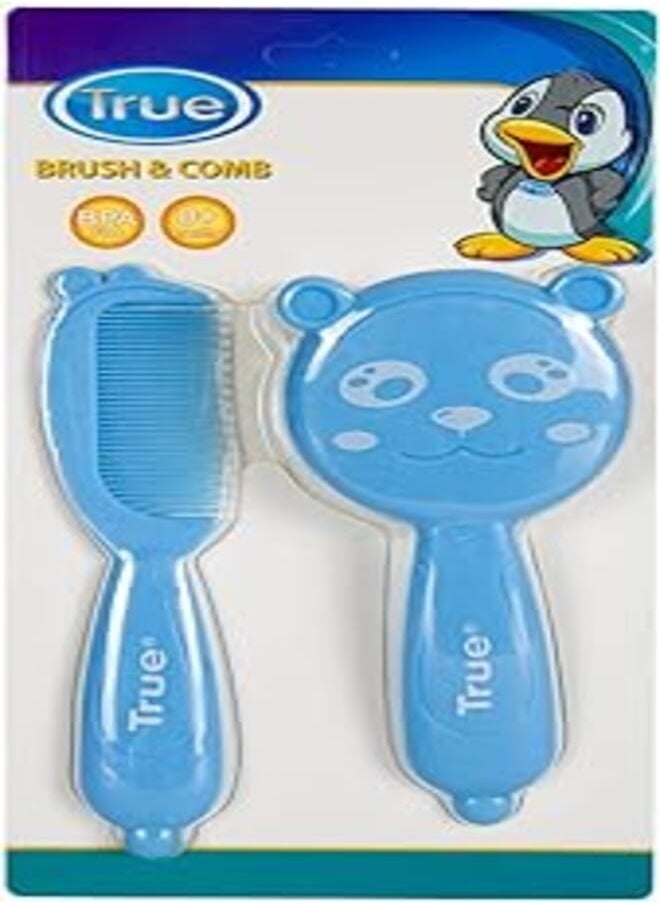 True Baby True Baby hair brush and comb bear set blue 