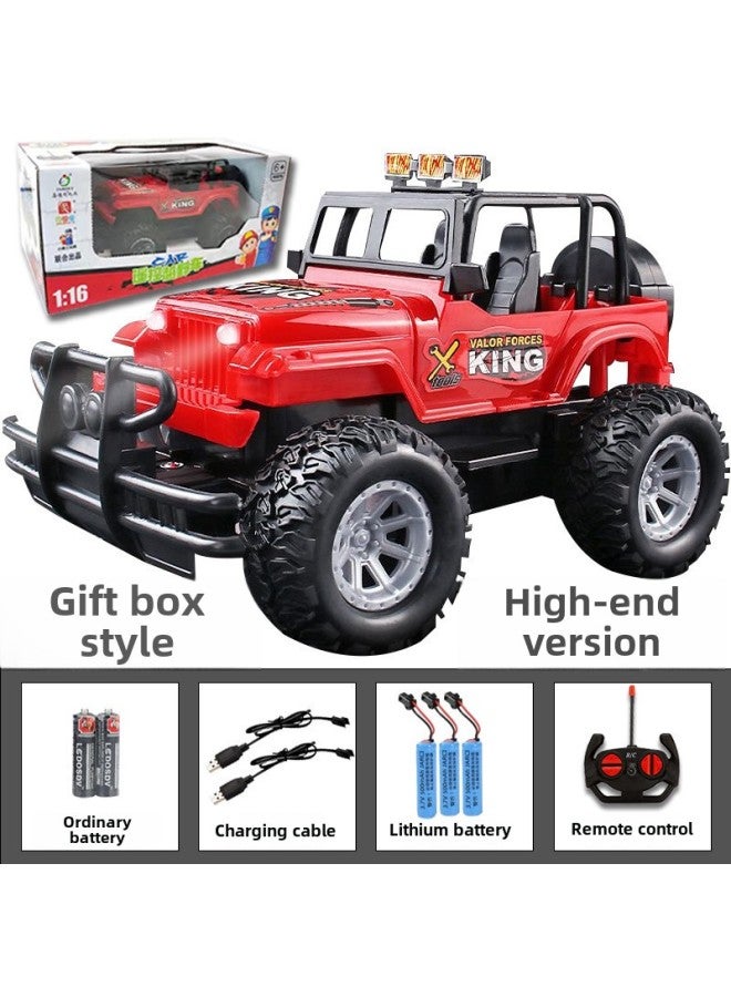 Remote Control Car Toy Boy Car Racing Wireless Off-road Vehicle Baby Electric 3-year-old Children's Car 6 Boys 5-7-Color:Gift Box Model - Red Rechargeable Model) 3 Sets Of Lithium Batteries] - Image 1