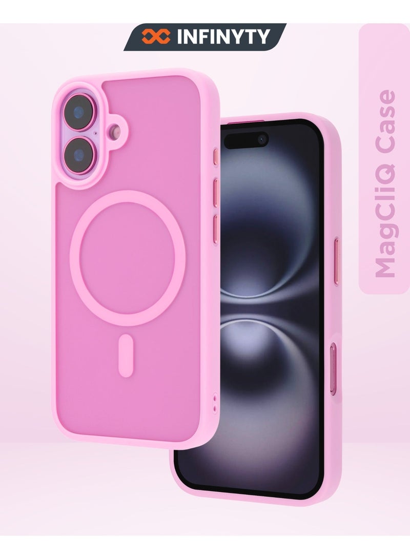 INFINYTY iPhone 16 Case– Gleam Series (Pink) Hybrid Matte Finish, Seamless Color Match, MagSafe Compatible, Mil. Grade Drop-Tested, Air Cushion Corners, Soft Touch, Scratch-Resistant - Image 1
