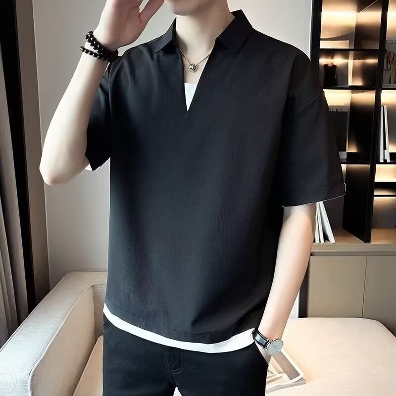 Trendy Brand Mens Polo Shirt Casual Style Summer T-Shirt Korean Version Versatile Body Top New Arrival 2024 Summer Fashion Brown  - Image 2