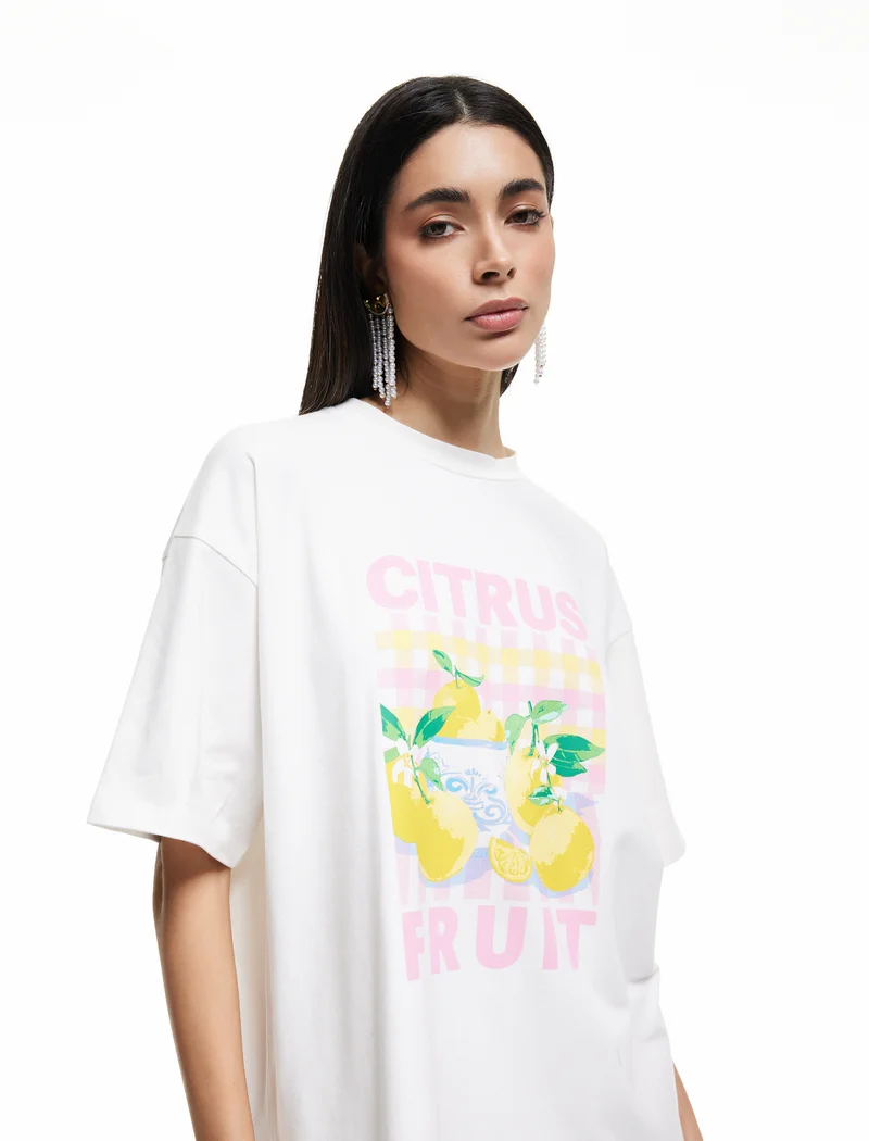 كوتون Lemon Printed T-Shirt