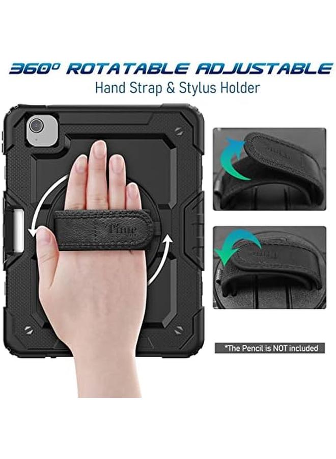 erorex Case For iPad Air 5Th Generation 2022 For iPad Air 4Th Generation 2020 10.9 Inch Durable Sturdy Protection Case With Pencil Holder Screen Protector 360 Rotating Stand Hand Strap Black - Image 2