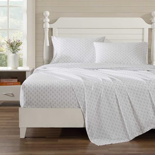 Laura Ashley Full Size Sheet Set Soft Lightweight Cotton Percale Bedding with Matching Pillowcases Deep Pocket Floral Room Decor College Dorm Room Essentials Francesca Grey - Image 3